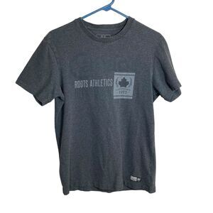 Roots Canada T-Shirt Mens XS Gray Heavyweight Crewneck Athletic Equipment 1973